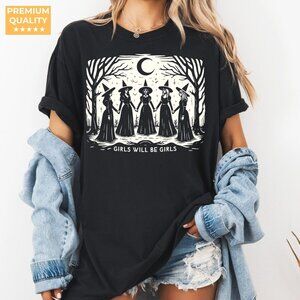 Vintage Girls Will Be Girls Witch Shirt, Vintage Halloween Shirt Witchy Vibes 99